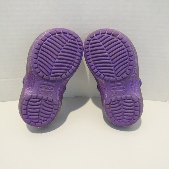 CROCS Purple Glitter Water Shoes Ballet Flats Size 6 - Picture 5 of 6